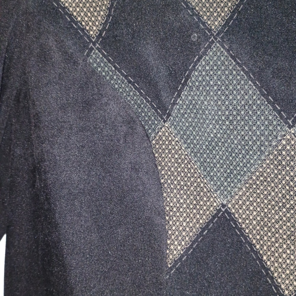 JOHN ROBERTS Petite 8P Vintage Argyle‎ Blazer Jacket Black Green Shoulder Pads - Picture 9 of 13
